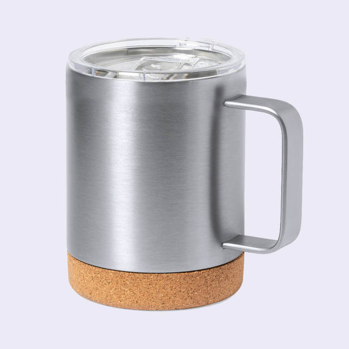 Διπλότοιχη κούπα καφέ με βάση φελού και καπάκι με όνομα ή ατάκα