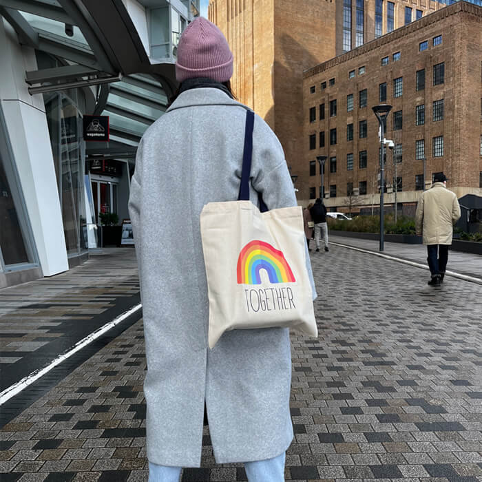 Tote bag με χρωματιστά χερούλια με φωτογραφία