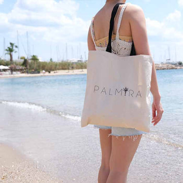 personalised tote bag με μαύρα χερούλια με λογότυπο 