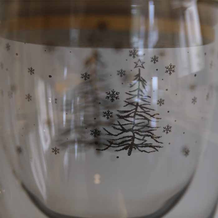 Γυάλινο διπλότοιχο ποτήρι με Χριστουγεννιάτικο δέντρο