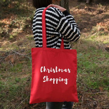 κόκκινη tote bag με Χριστουγεννιάτικη ατάκα 