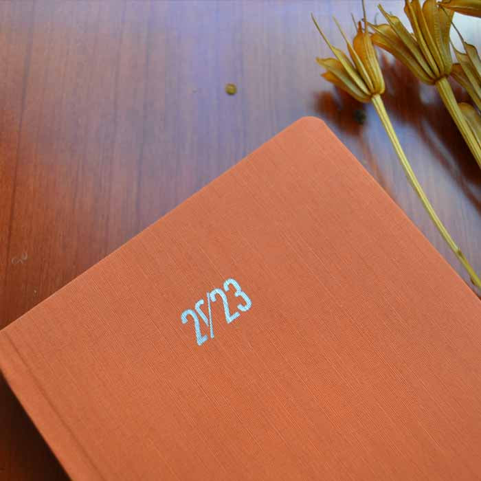 Πορτοκαλί προσωποποιημένο ημερήσιο ημερολόγιο 2023 με ατάκα ή όνομα#