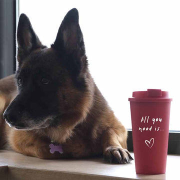 Κόκκινο προσωποποιημένο διπλότοιχο επαναχρησιμοποιούμενο ποτήρι καφέ 475ml με ατάκα