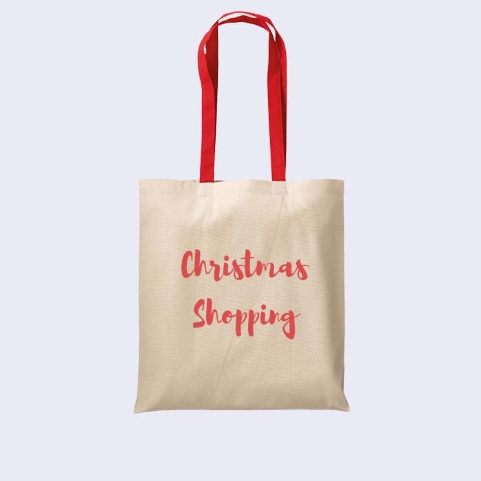 κόκκινη tote bag με Χριστουγεννιάτικη ατάκα 